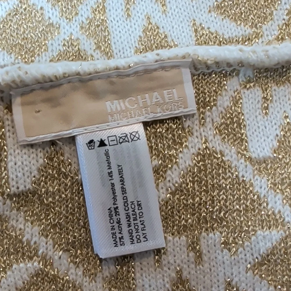 Michael Kors Cream & Gold Reversible Infinity Scarf